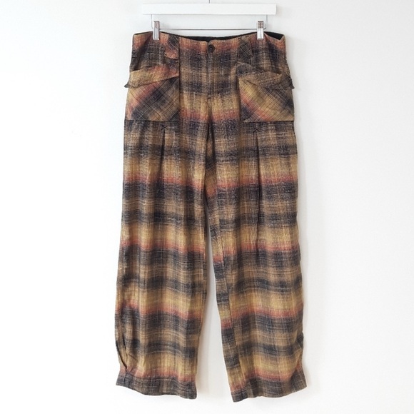 Free People | Birch Wide Leg Plaid Pant in Moss - Picture 2 of 3